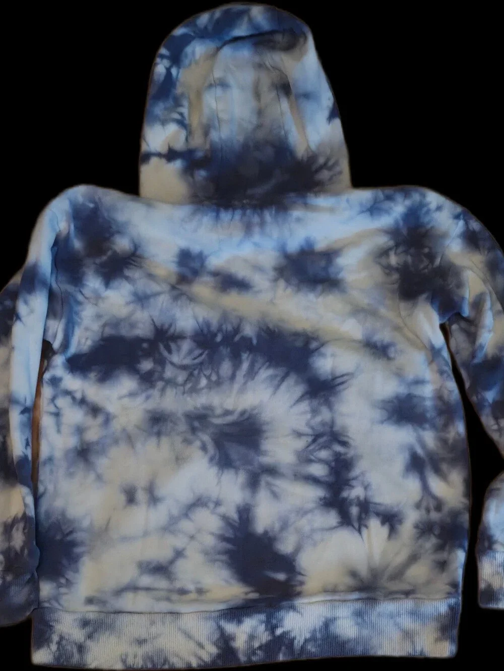 90 Degree By Reflex Blue & White Tie-Dye Zip-Up Hooded Sweater